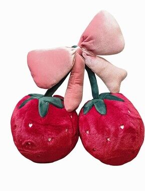 At Home Plush Cherry Decorative Accent Pillow w/Hearts